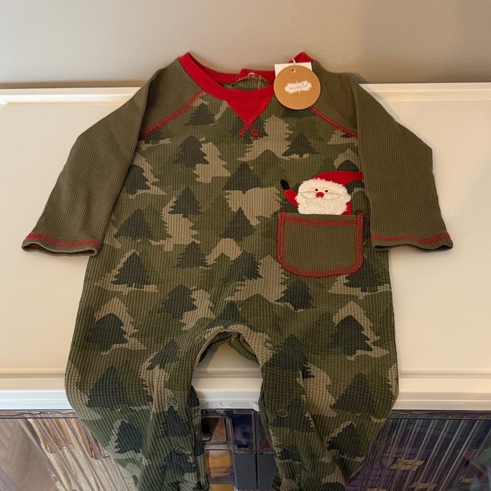 NWT - Mud Pie Green Camo Christmas Onesie